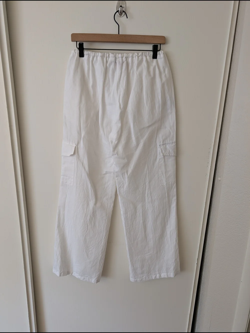 Edikted Womens Medium 100% Cotton Wide Leg Cargo Pants White Minimalist Summer - Picture 5 of 8